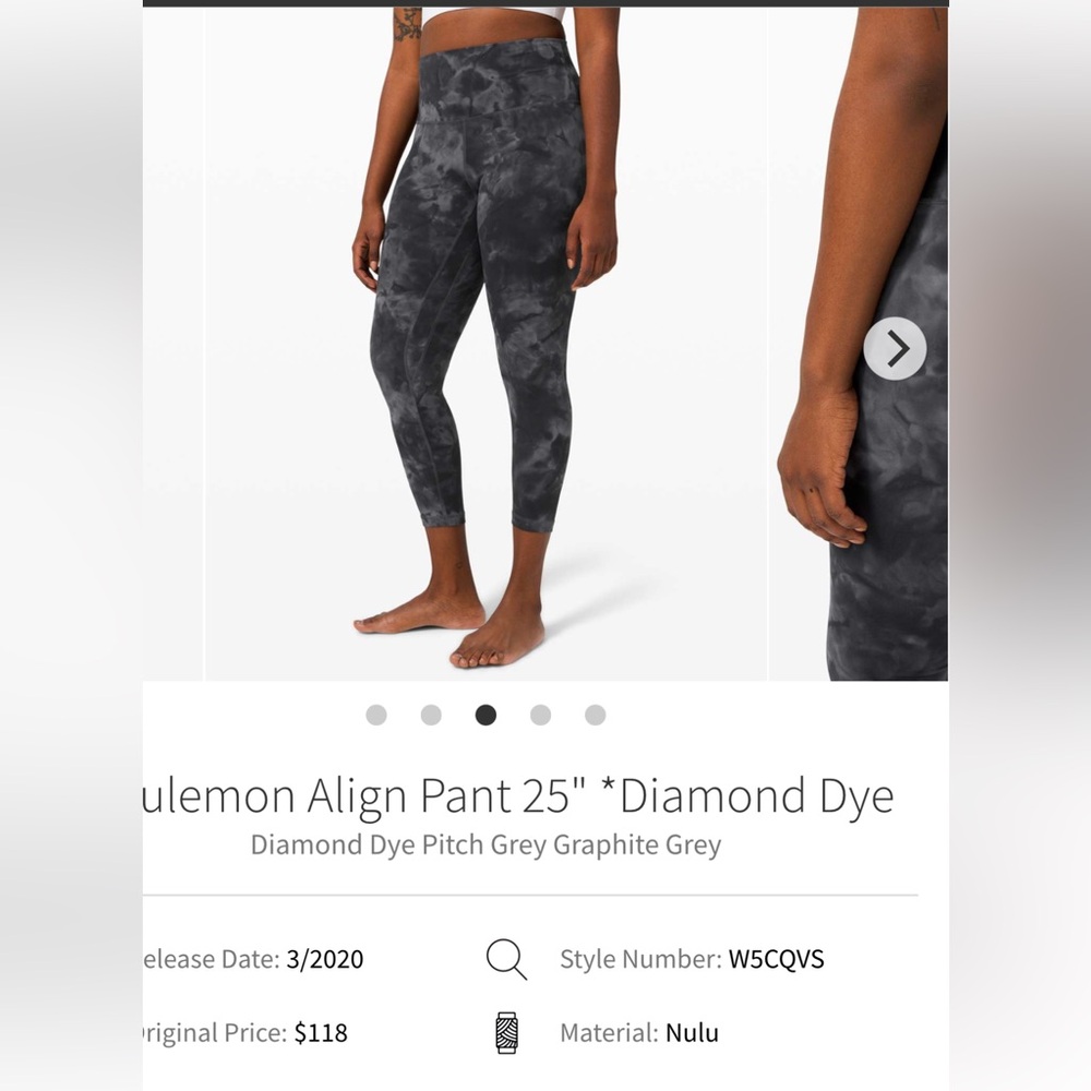 Lululemon Align Pant 25" *Diamond Dye
Diamond Dye Pitch Grey Graphite Grey
Sz 6